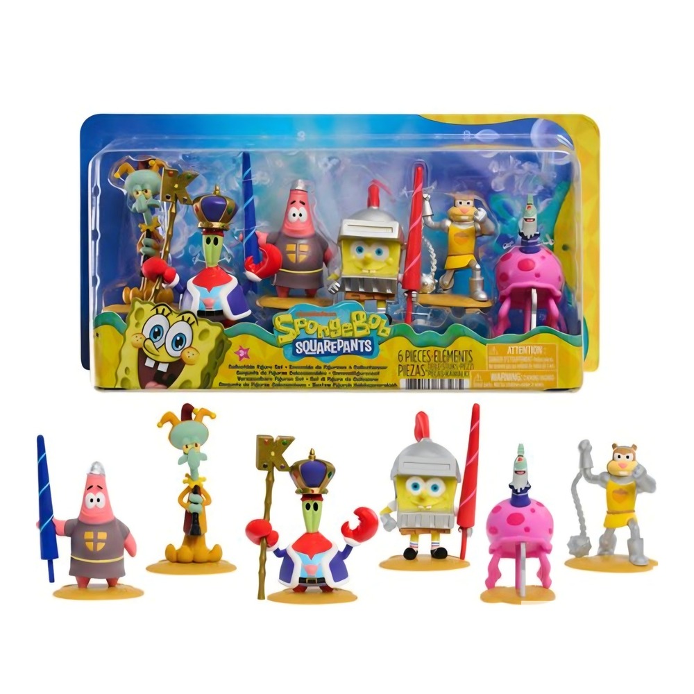 SpongeBob SquarePants 6 Piece Collectible Figure Set Medieval Knight Nickelodeon